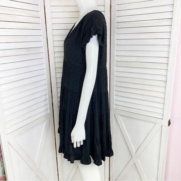 Urban Outfitters Tiered Clip Dot Mini Shift Dress Black Small - Picture 3 of 14